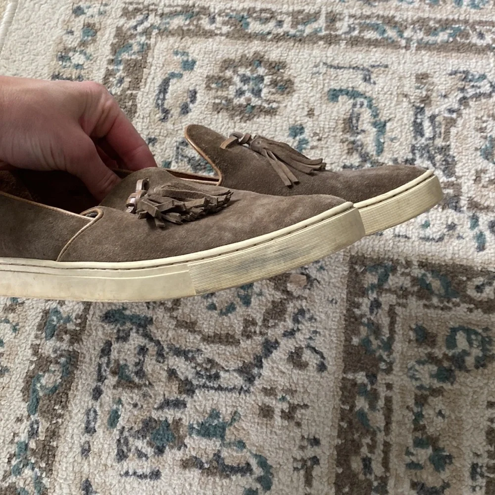 Frye Brown Suede Tassel Slip-On Sneakers